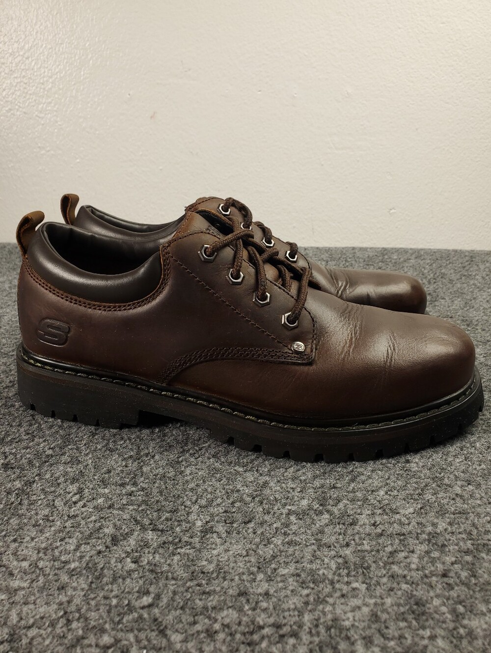 Skechers Tom Cats Oxford Shoes Size 9 Leather Lug Sole Dark Brown Y2K Vintage